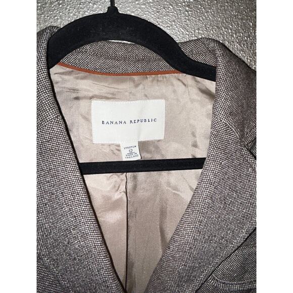 Banana Republic Twee Preppy Academia Brown Tweed Large Triple Button Blazer - Picture 8 of 8